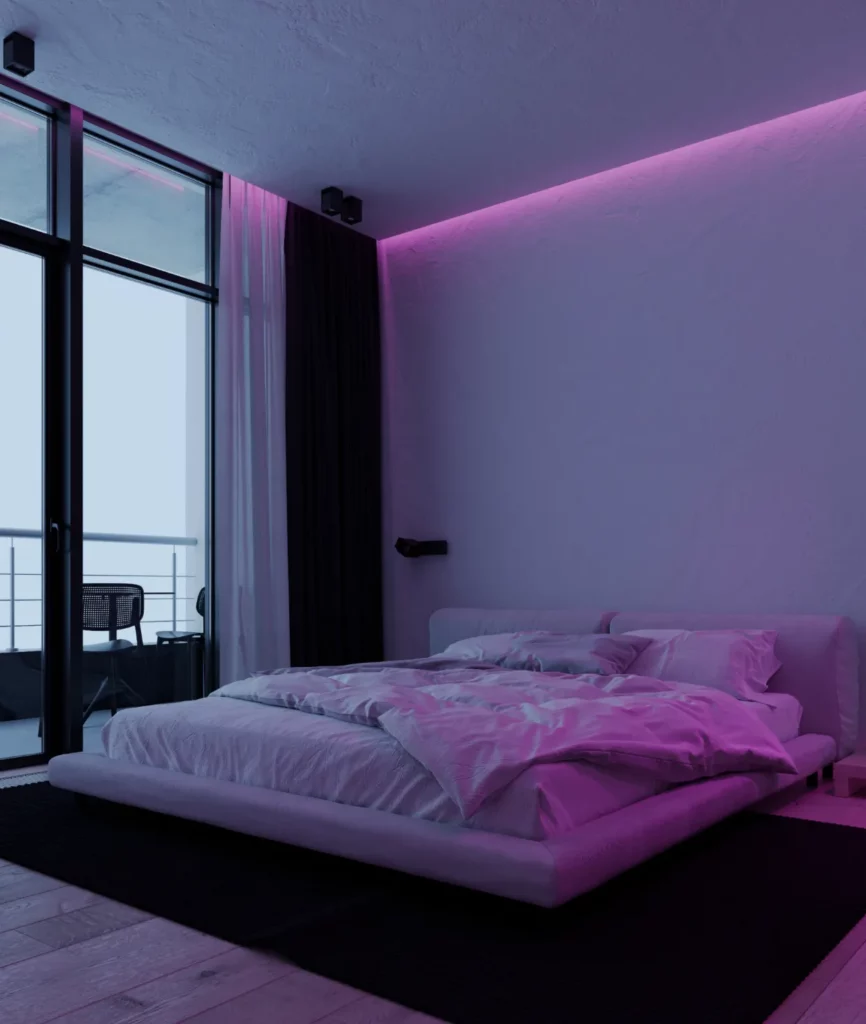 model plafon minimalis kamar tidur dengan led