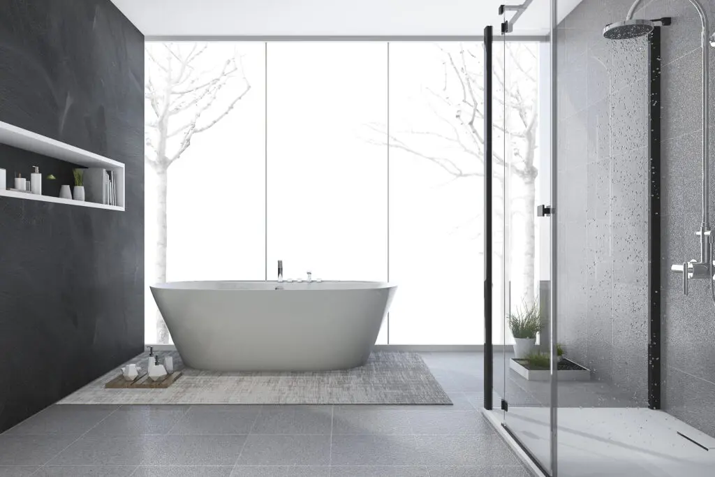 desain kamar mandi dengan bathtub dan shower