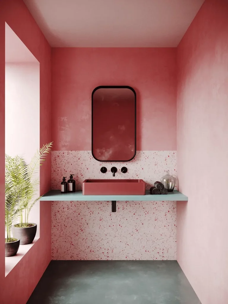 keramik kamar mandi berwarna pink